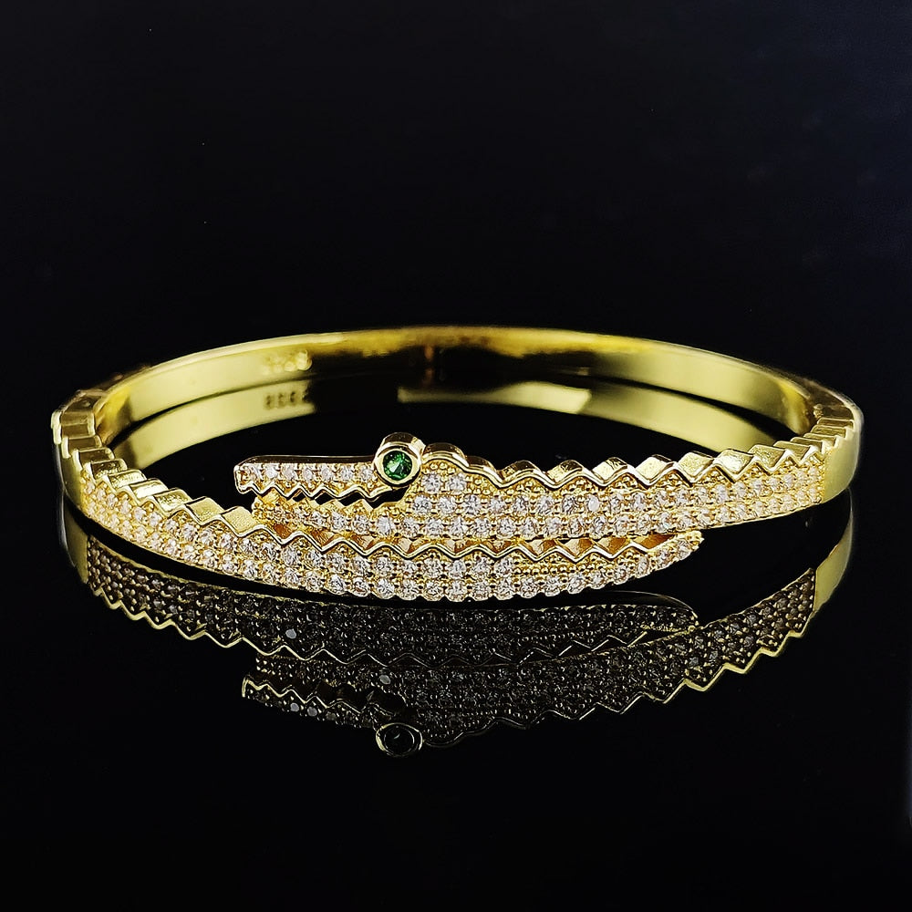 Luxury Punk Snake Butterfly Gold Silver Color Adjustable Open Bracelet
