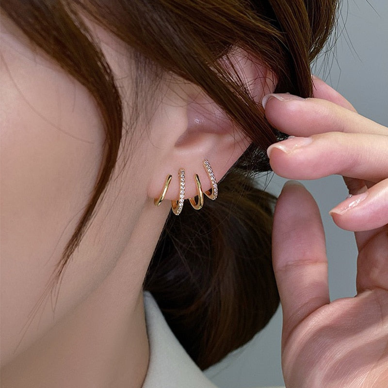 Korean Four-Prong Setting CZ Earing Claw Ear Hook Clip