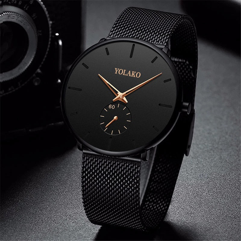 Ultra Thin Minimalist Quartz Stainless Stee Casual Leather Watch