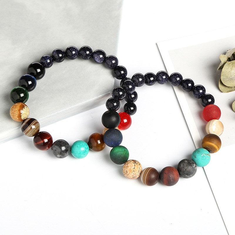 JD Natural Stone Eight Planets Bead Bracelet