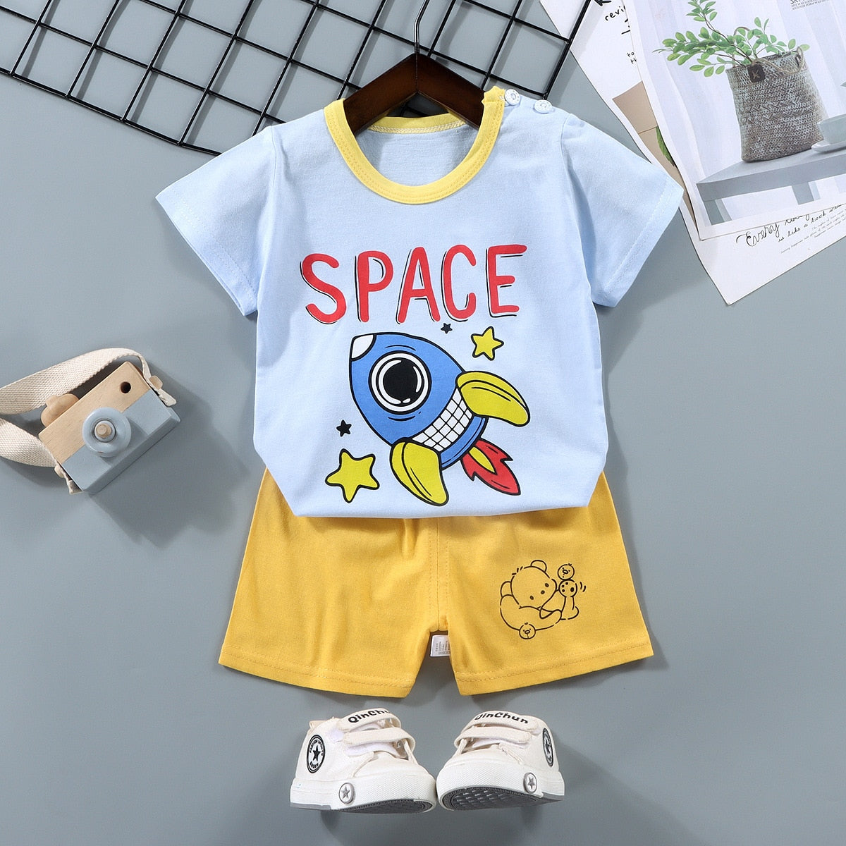 2PCS 100% Cotton Soft Summer Children Baby Cloths T-shirt