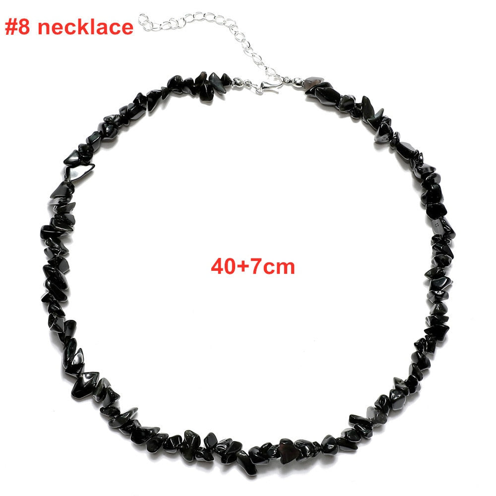 Colorful Natural Stones Choker Bohemia Gravel Beaded Grunge Necklace