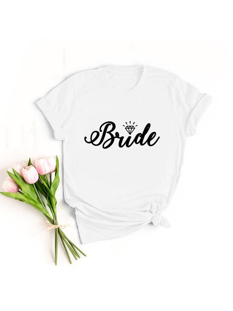 Bride Graphic T-shirt Casual Wedding Female Top