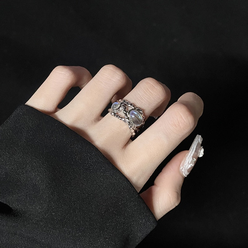 Korean Crystal Opal Irregular Zircon Star Ring