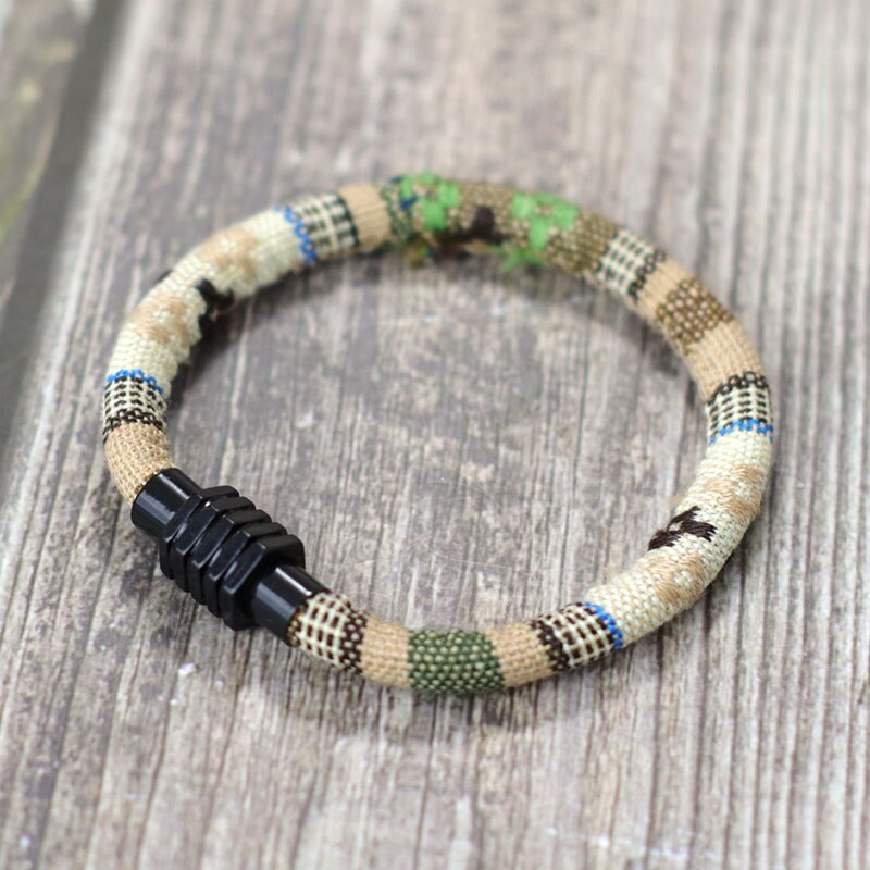 Boho Ethnic Handmade Fabric Bracelet 6mm Width