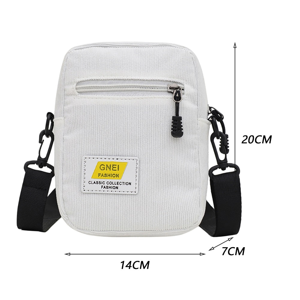 All-match Ladies Shoulder Bag Fashion Corduroy Zipper Messenger Bag