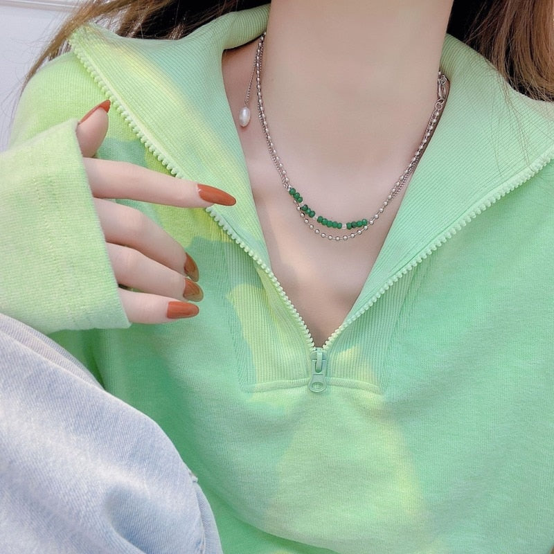 Bohemian Colorful Beads Shell Heart Layered Necklace For Women