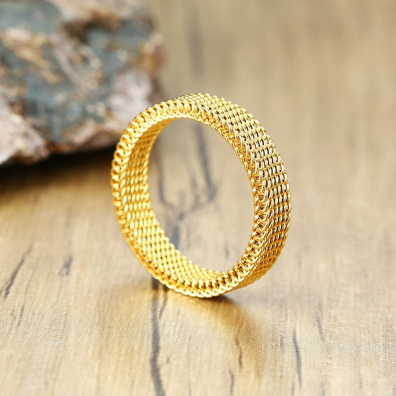 Stainless Steel Modern Wrap Wide Ring for Women