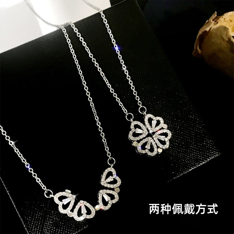Creative Magnetic Folding Heart-Shaped Four-leaf Clover Pendant