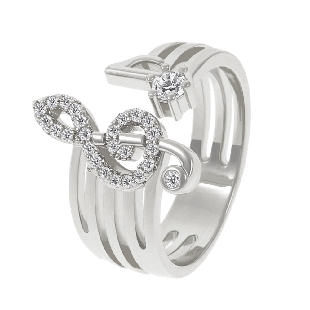 Korean Fashion Micro-set Zircon Music Note Ring