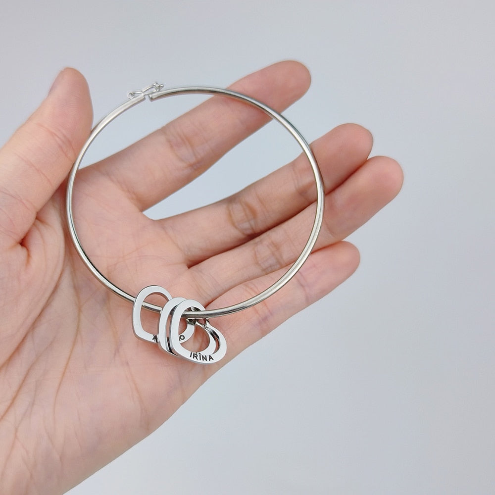 Custom Engraving Name Heart Charms Bracelets