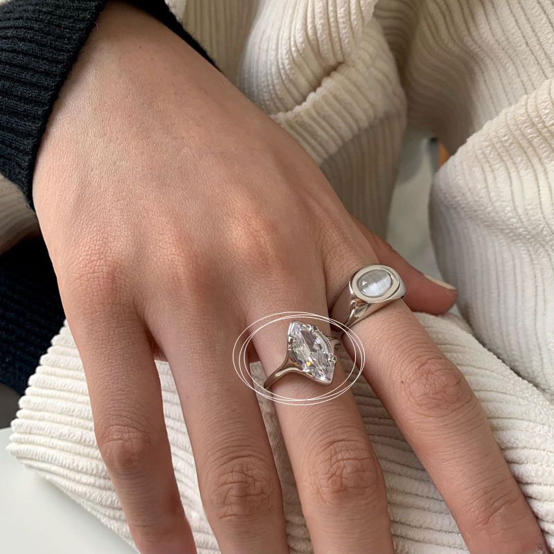 Opal Irregular Natural Stone Ring With White Opal Hollow Ring