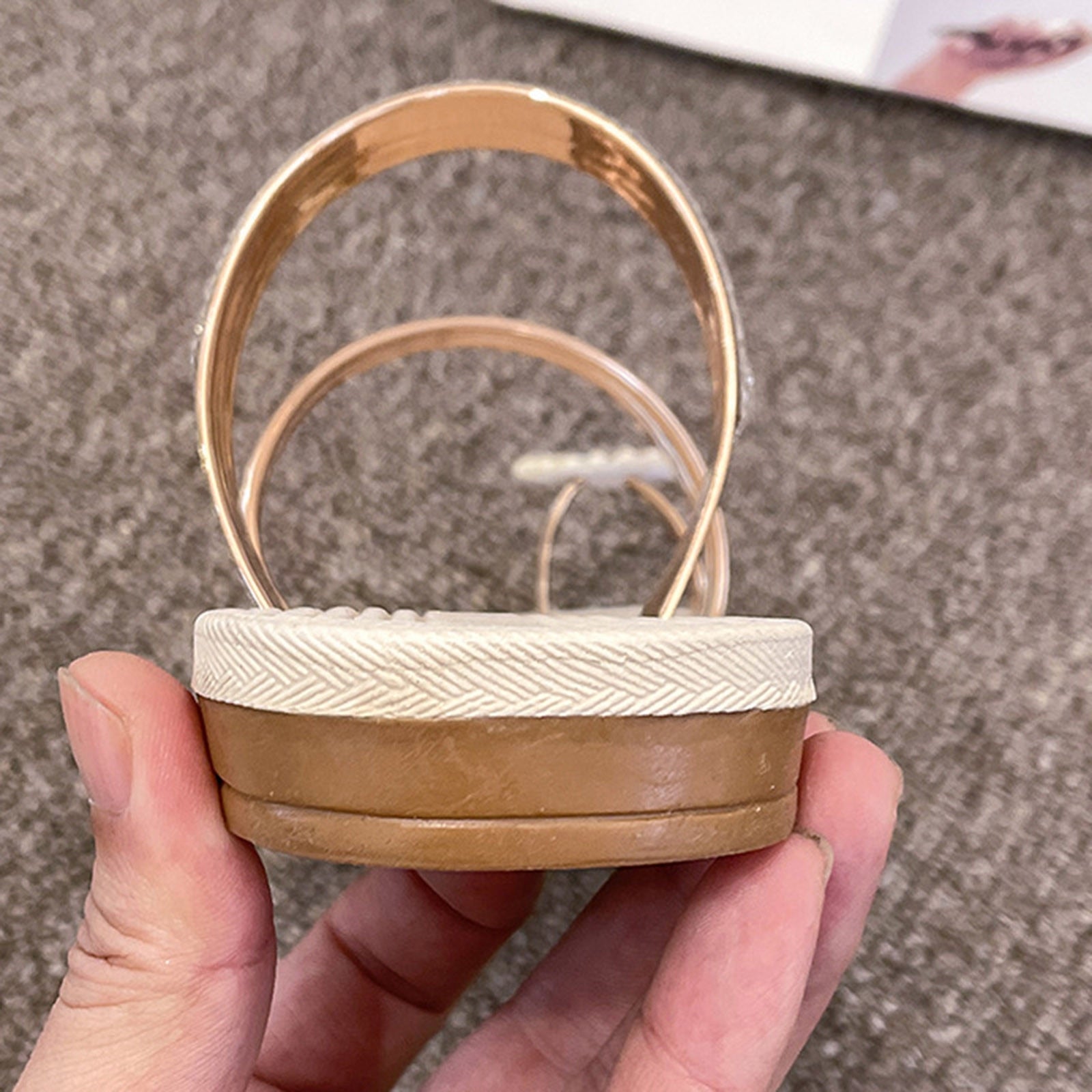 Pearl Set Toe Elastic Sandals Flat Strap Slippers