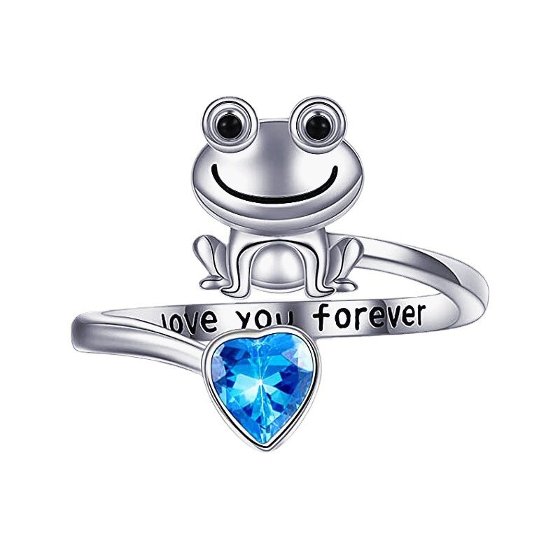 Pink Zircon Set Cute Cartoon Open Stainless Steel Ring - Jeglowstore