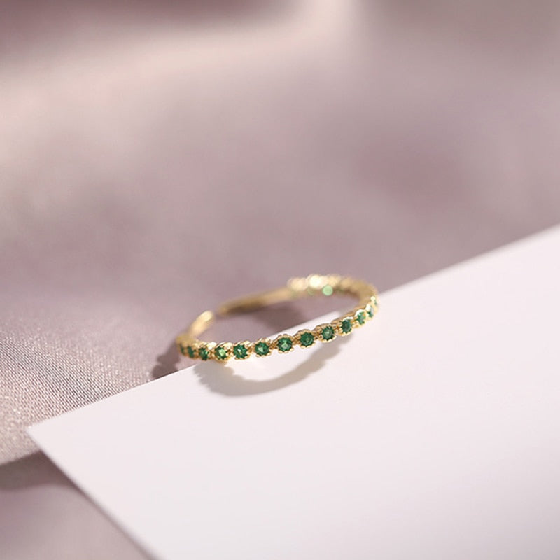 Trendy Fine 14k Real Gold Emerald Opening Rings - Jeglowstore