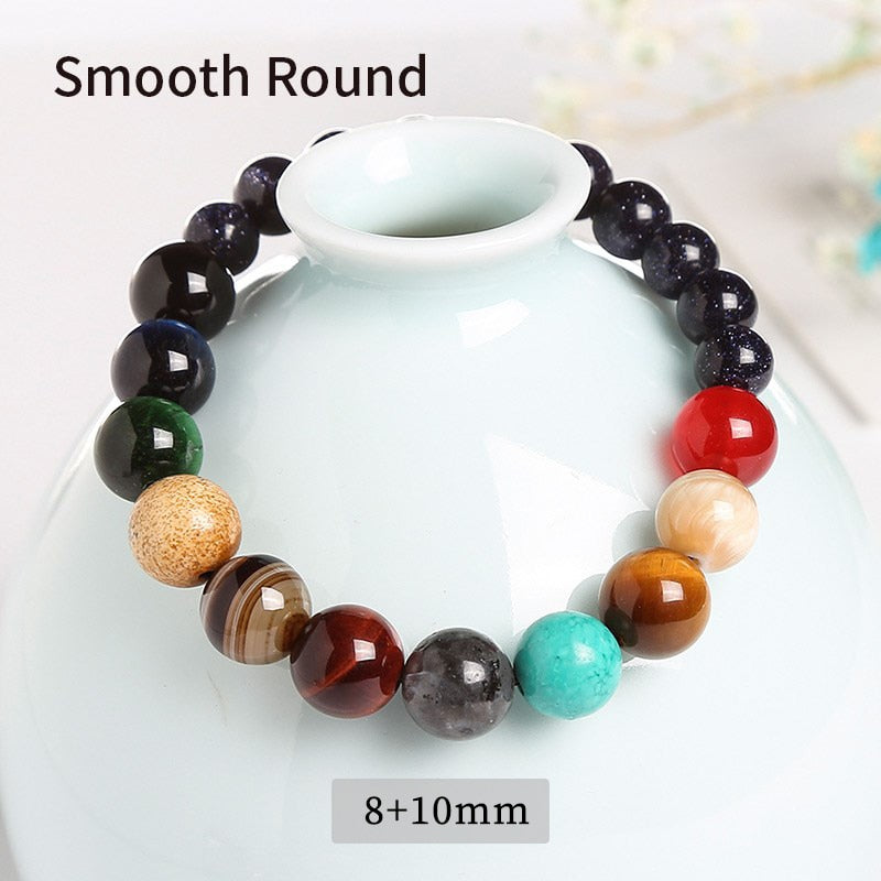 JD Natural Stone Eight Planets Bead Bracelet