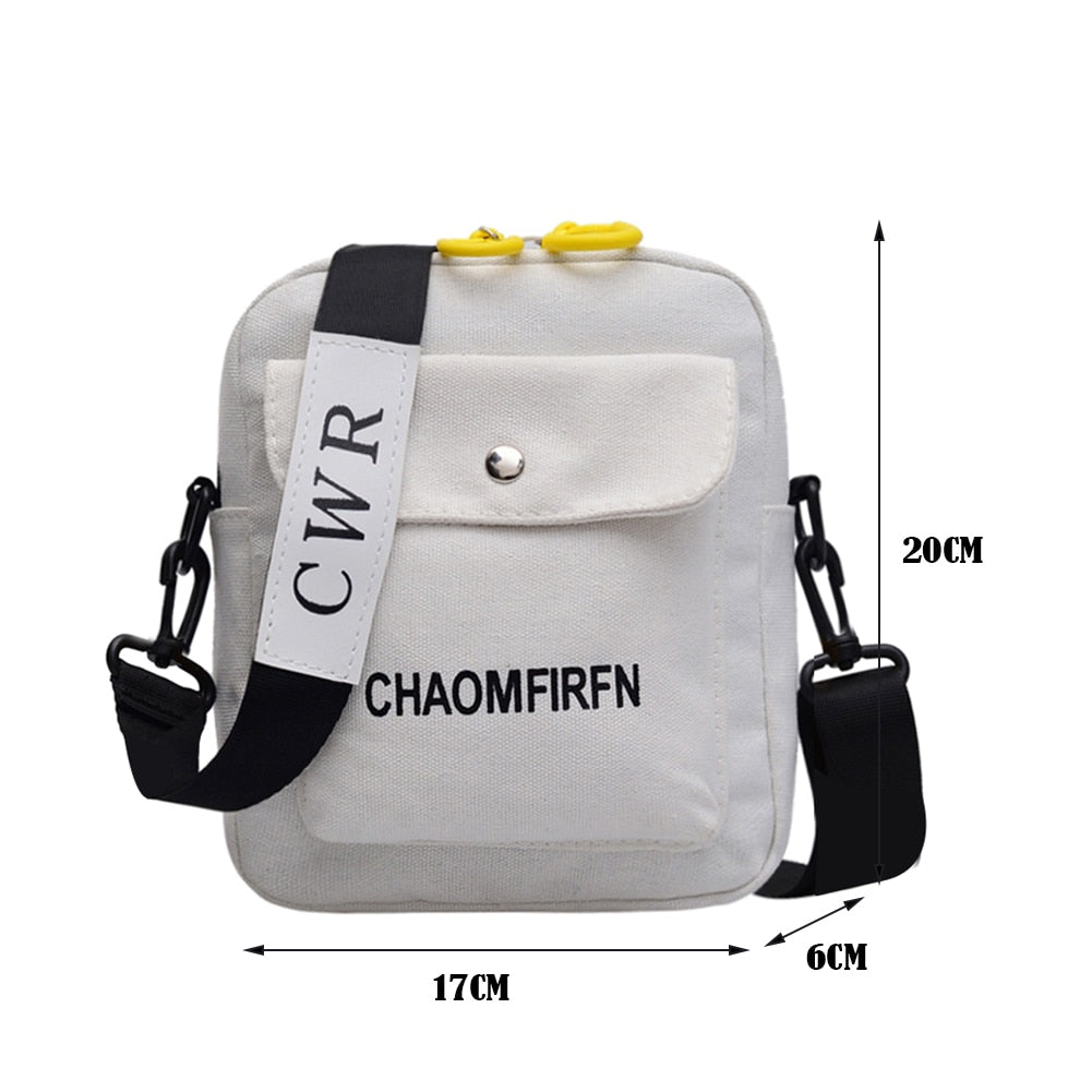 Fashion Women Canvas Solid Color Zipper Small Crossbody Pouch