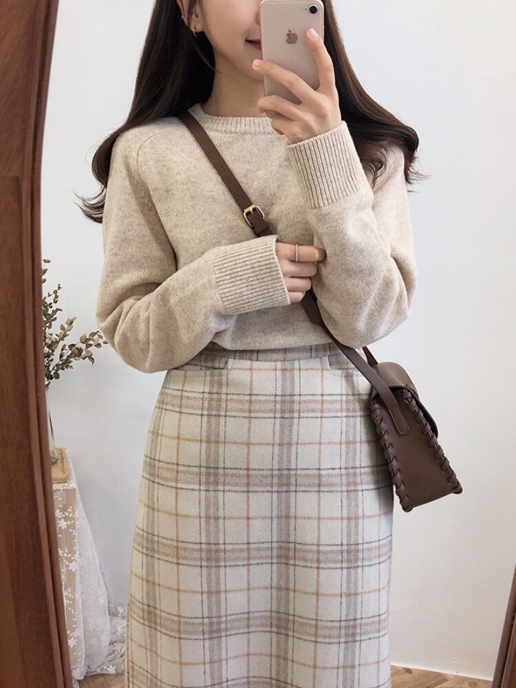 Woolen Women Skirts Maxi Pencil Skirt