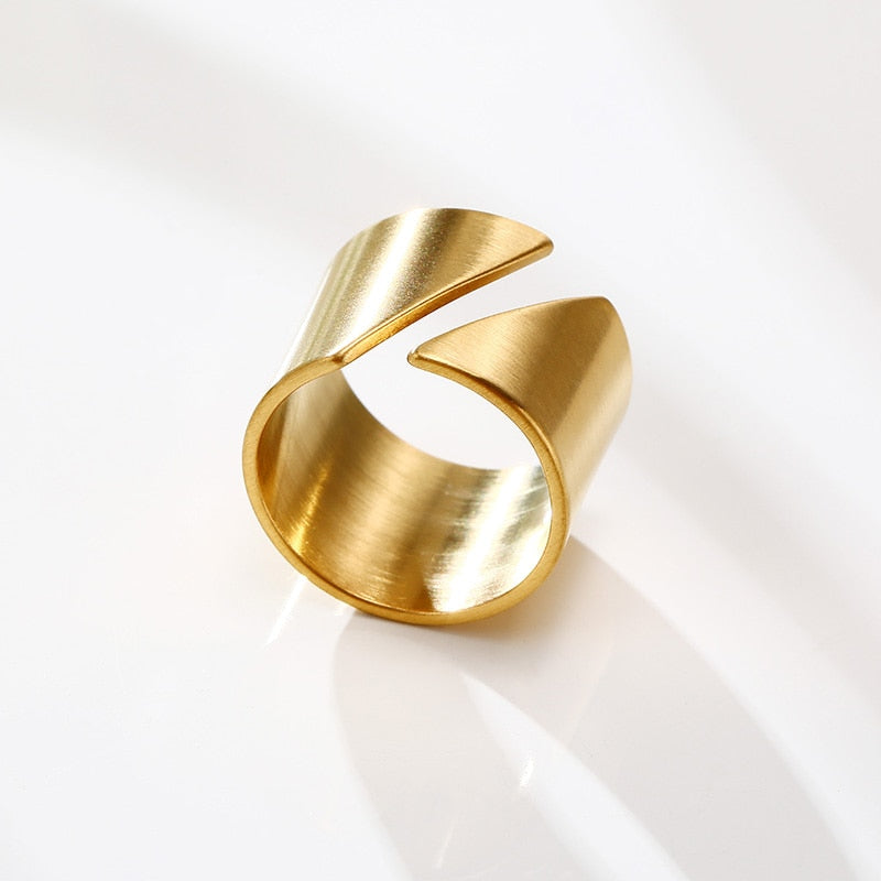 Stainless Steel Modern Wrap Wide Ring for Women