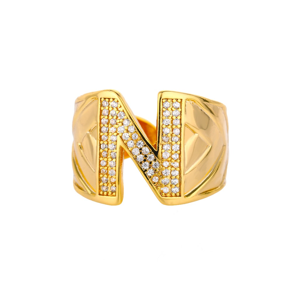 Adjustable Stainless Steel Alphabet Name Initials Ring