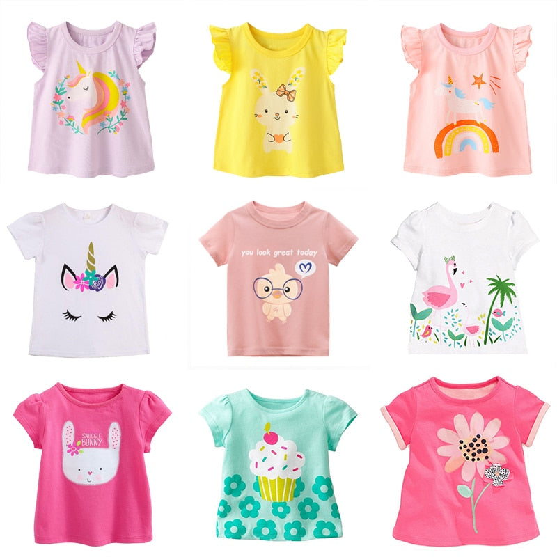 Kids T-shirts Summer Ruffle Sleeve Unicorn Clothes