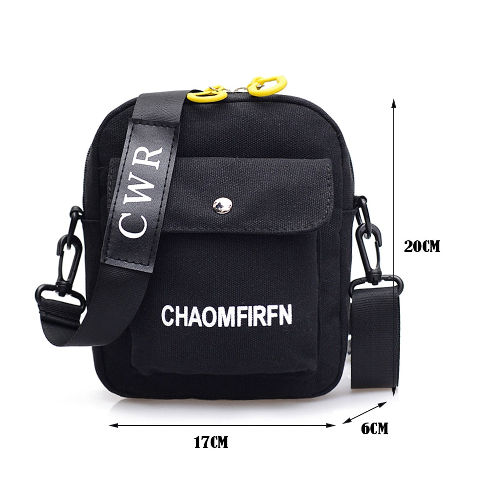 Fashion Women Canvas Solid Color Zipper Small Crossbody Pouch