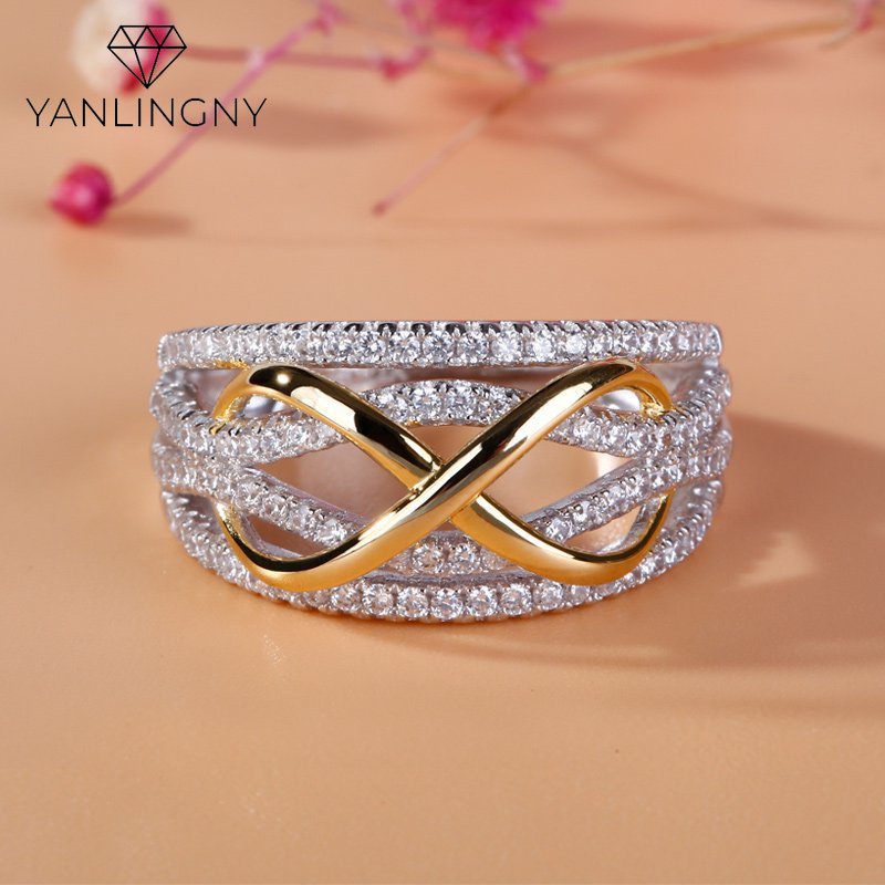 YANLIN Tendy Silver Plated Infinity Love Shining Cubic Zircon Ring