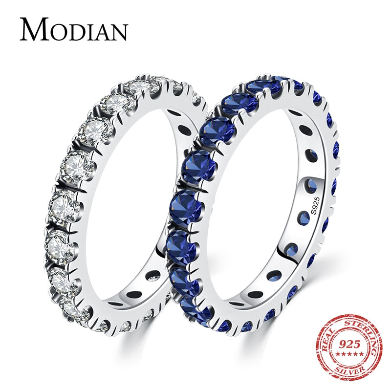 MODIAN Luxury Sparkling Blue Cubic Zirconia Ring