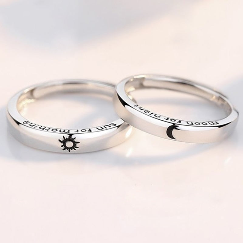 2Pcs/set Black White Romantic Couple Rings