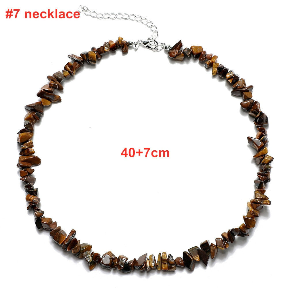 Colorful Natural Stones Choker Bohemia Gravel Beaded Grunge Necklace