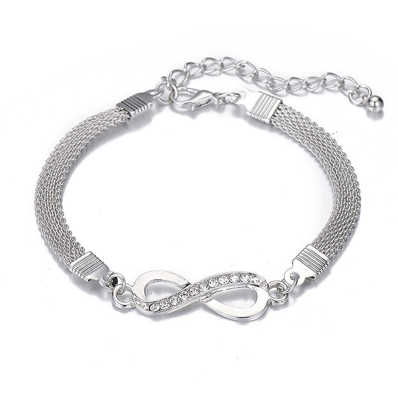 Rhinestone Infinity Pendant Charm Bracelet