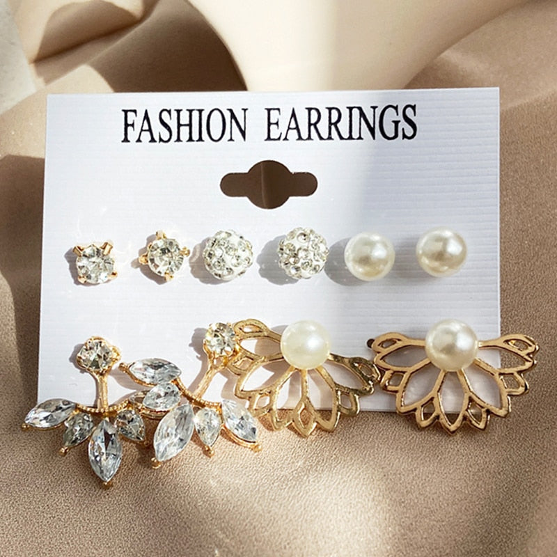 17KM Vintage Geometric Gold Plated Metal Earrings Set