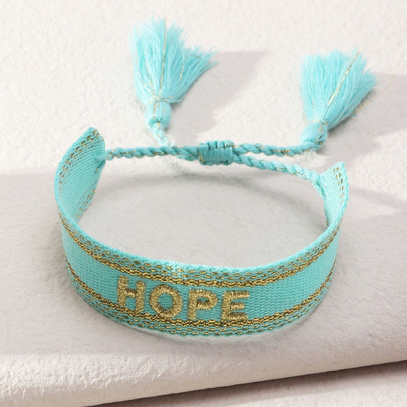 Bohemia Embroidery Letters Woven Tassel Bracele