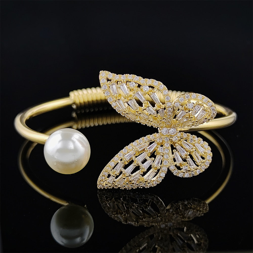 Luxury Punk Snake Butterfly Gold Silver Color Adjustable Open Bracelet - Jeglowstore
