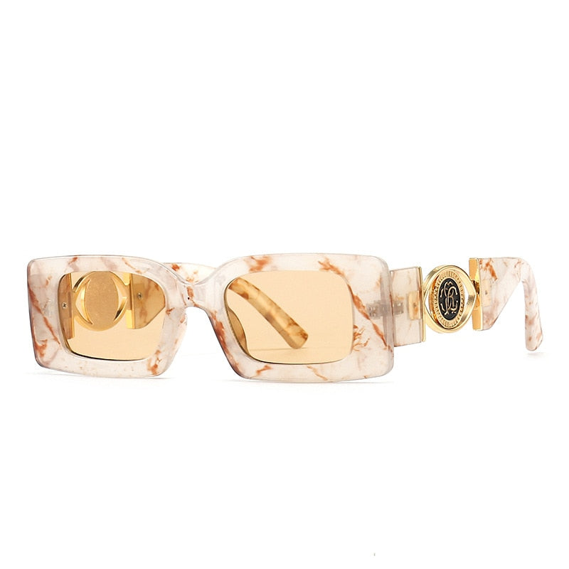 Vintage Fashion Square Luxury Designer Black Sun glasses