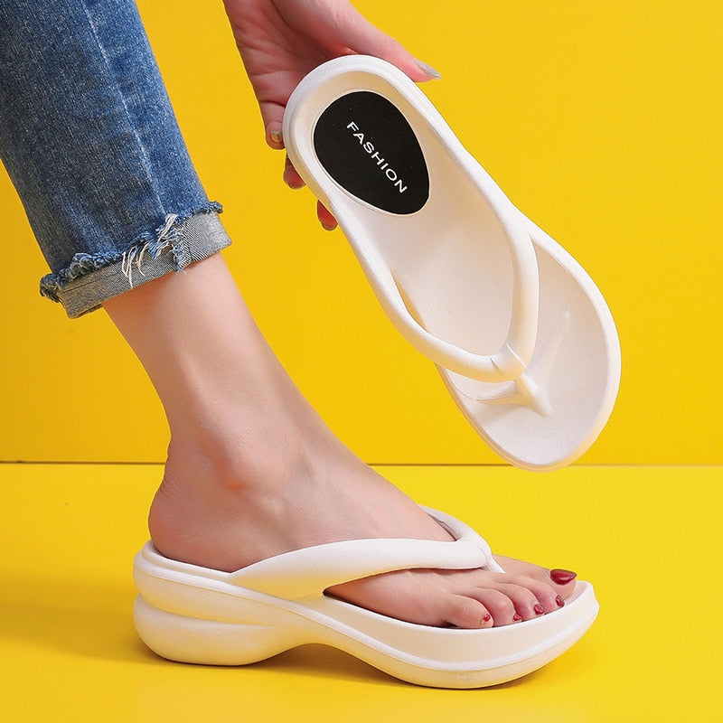 JMPRS Thick Sole Wedges Flip Flops
