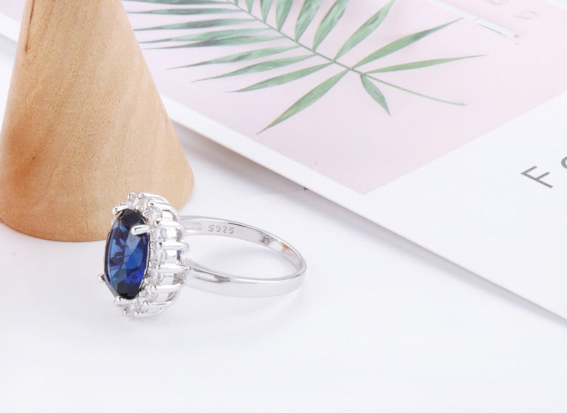 Elegant Female Princess Cut 3.2ct Created Ruby/Sapphire Ring