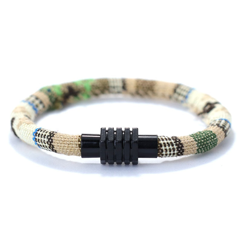 Boho Ethnic Handmade Fabric Bracelet 6mm Width