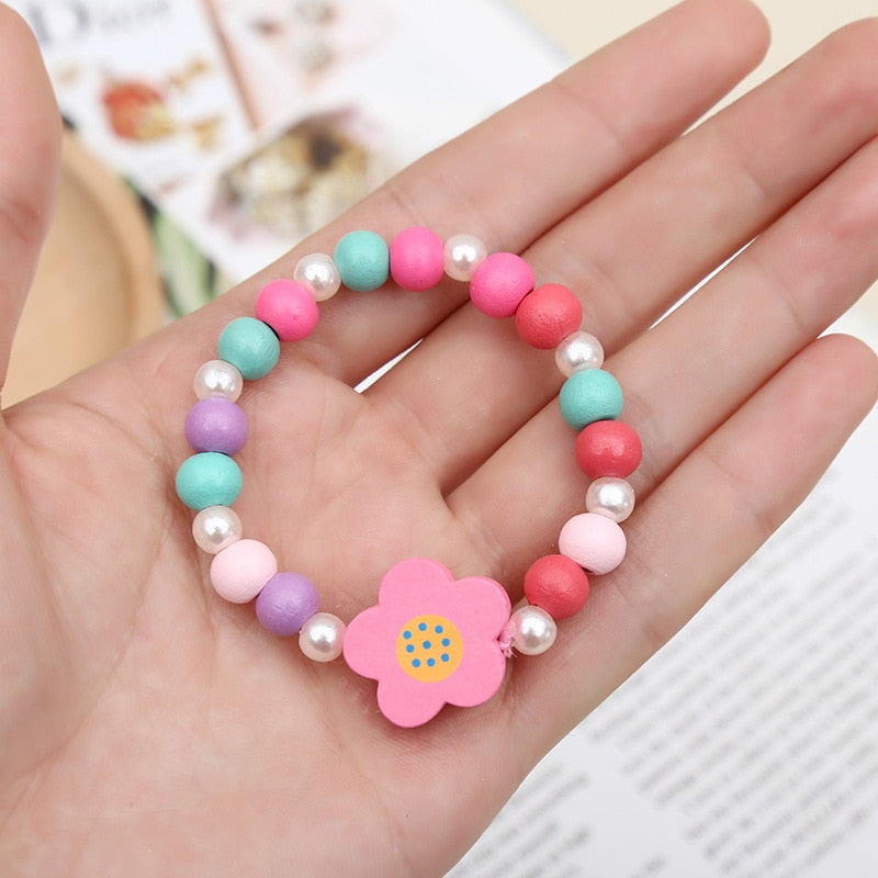 2pcs/Set Fashion Natural Wood Beads Necklace Bracelet