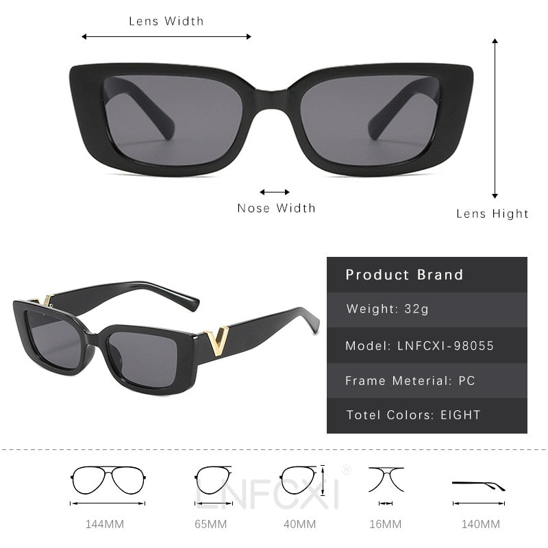 LNFCXI Luxury Retro Small Frame Cat Eye Sunglasses
