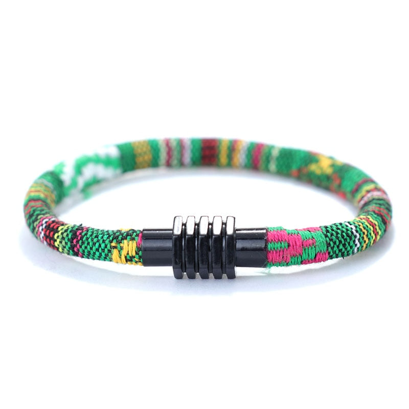 Boho Ethnic Handmade Fabric Bracelet 6mm Width