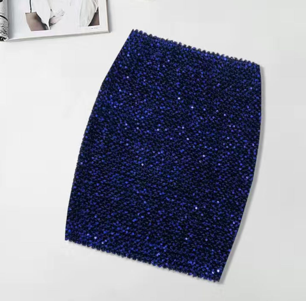 Fashion Bling Women Gold Sequin Short Wrap Mini Skirt