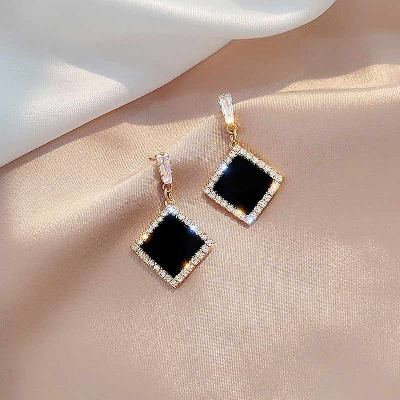 LATS Trend Rhinestone Geometric Drop Earrings for Women