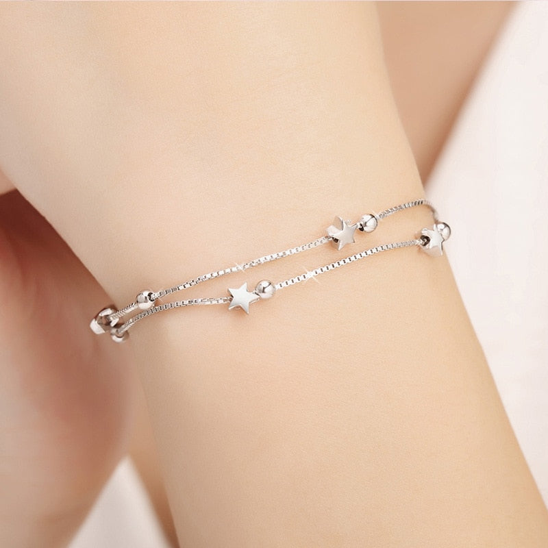 925 sterling silver Beautiful stars Bracelet - Jeglowstore