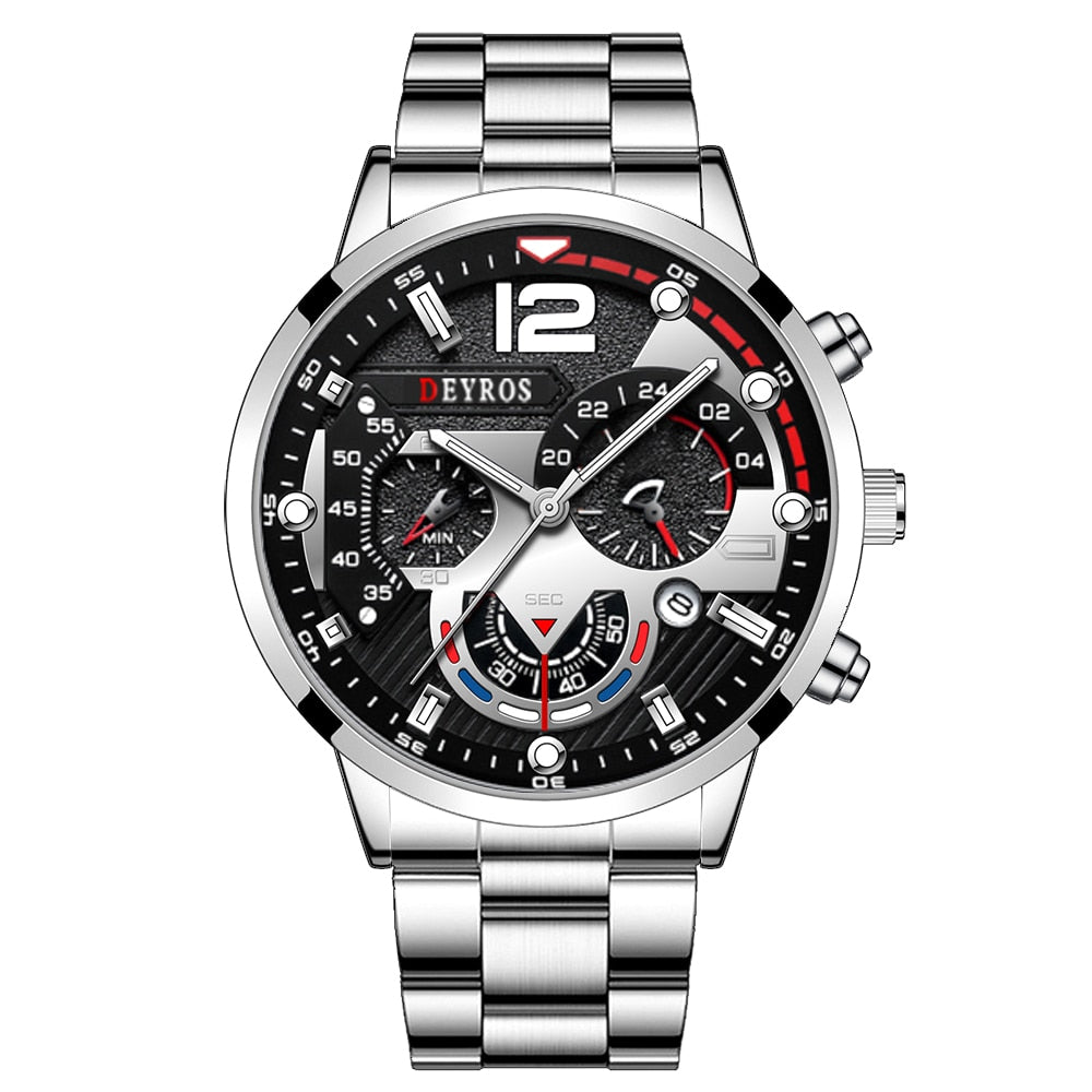 Luxury Stainless Steel Quartz Wristwatch