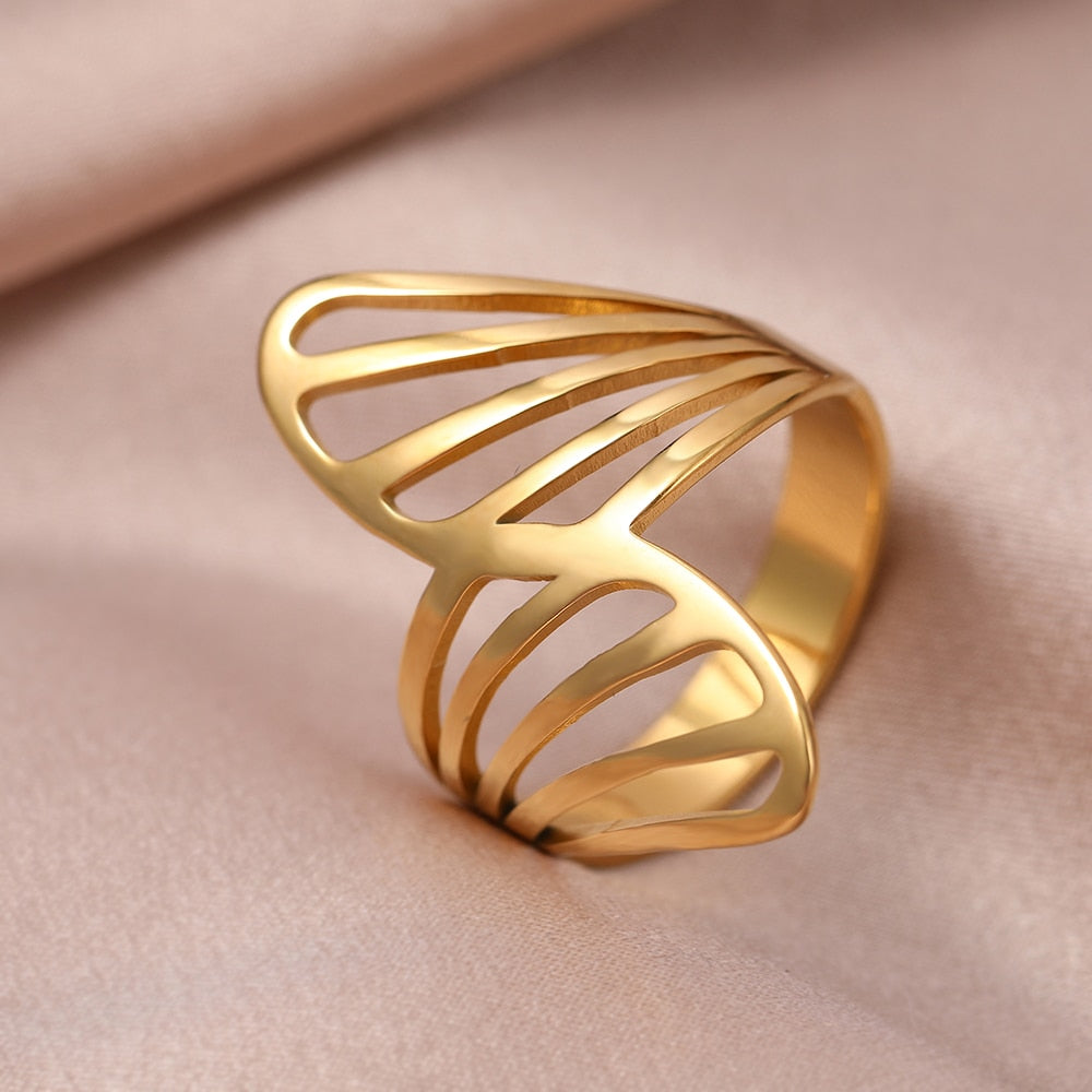 Stainless Steel Ring Geometric Rhombus Antique Ring
