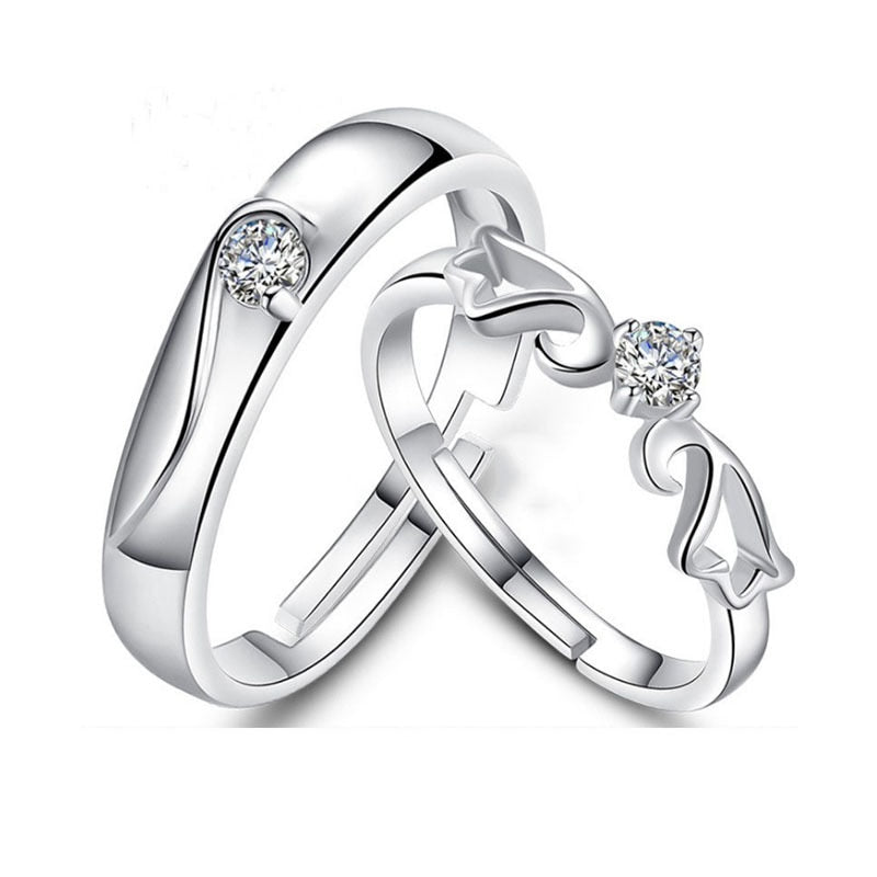 2Pcs/set Black White Romantic Couple Rings