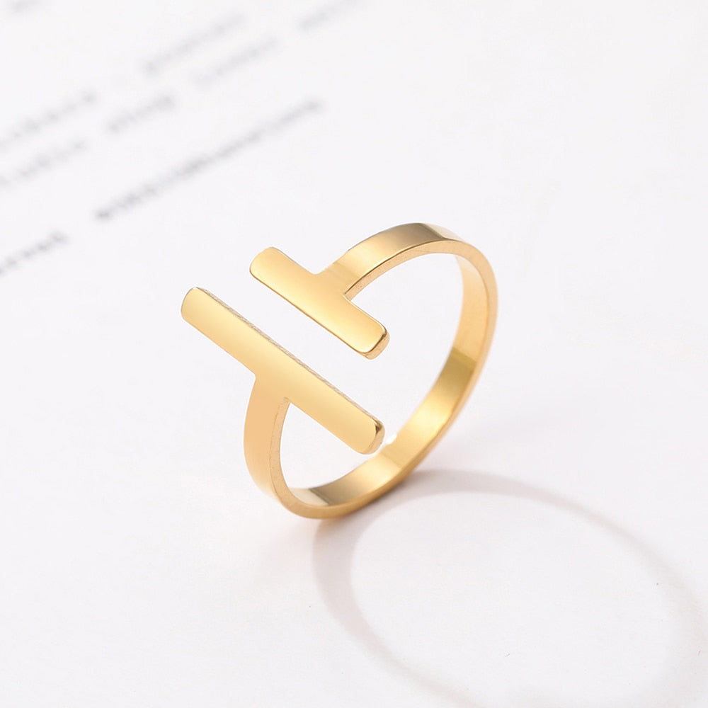 Stainless Steel Ring Simple Minimalist Stick Fashion Couple Adjustable Ring