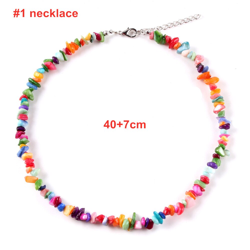 Colorful Natural Stones Choker Bohemia Gravel Beaded Grunge Necklace