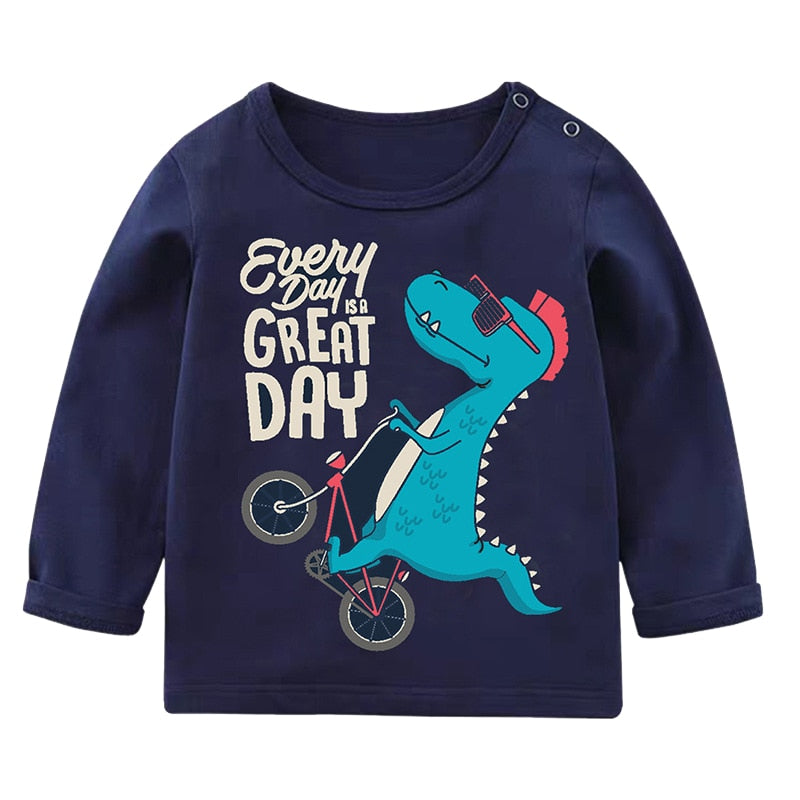 T-shirt for Cute Cartoon Cotton Long Sleeve Top Spring Kids Clothing